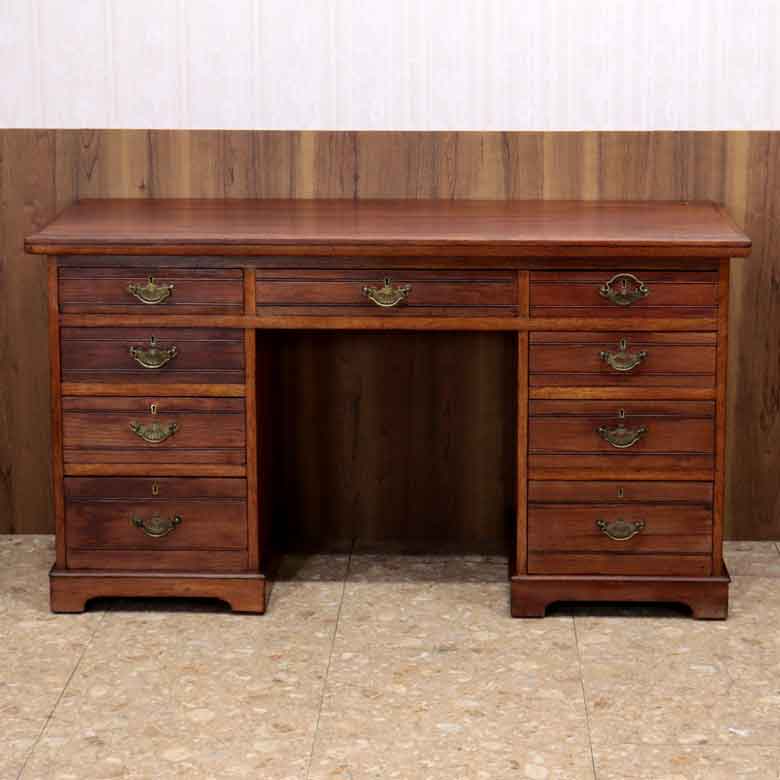 イギリス アンティーク ペディスタルデスク ライティングデスク