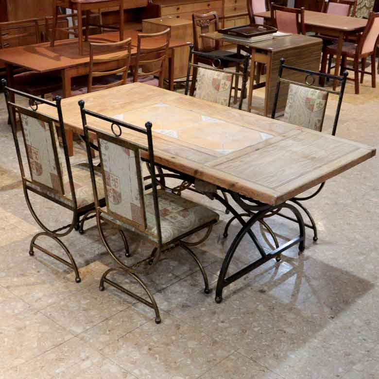 英国ヴィンテージ アイアンフレーム チェア 2脚セット ゴブラン織