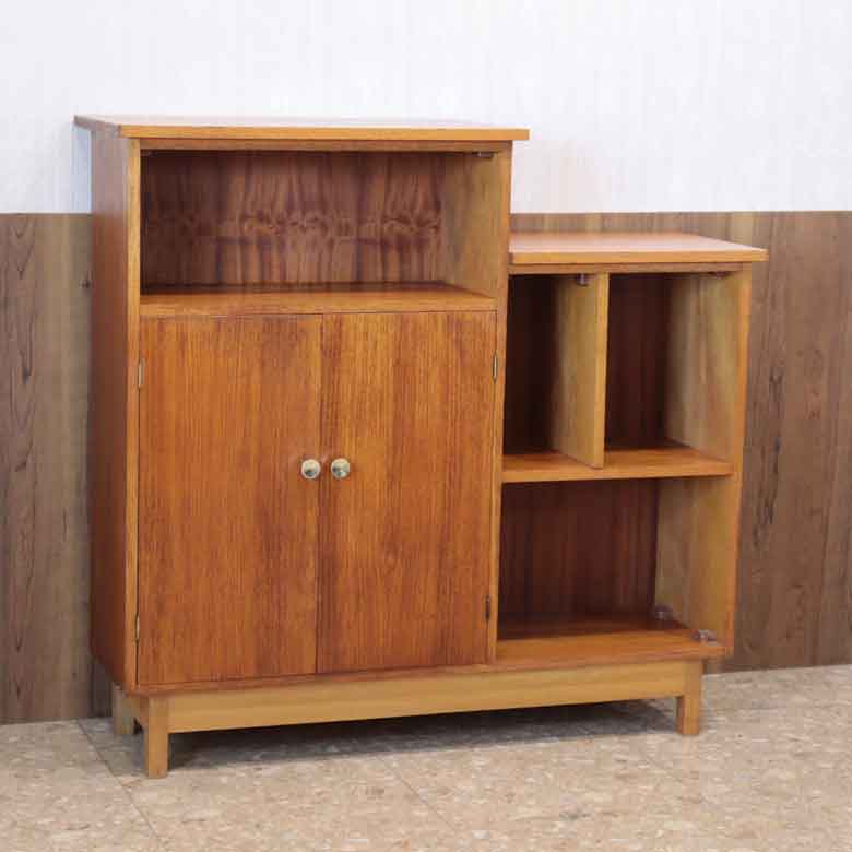 ブックシェルフ サイドキャビネット イギリス ヴィンテージ チーク ミッドセンチュリースタイル