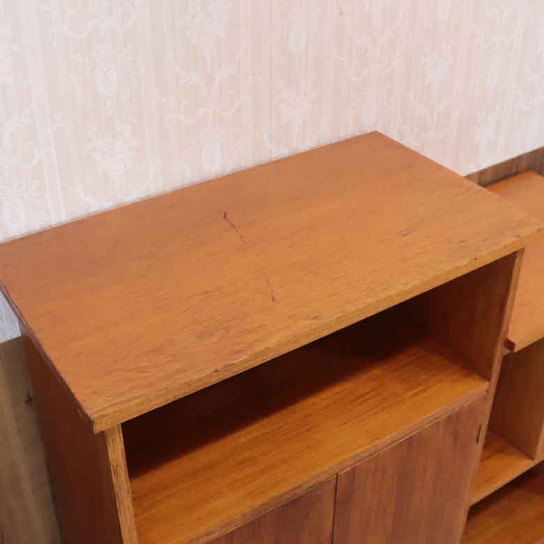 ブックシェルフ サイドキャビネット イギリス ヴィンテージ チーク ミッドセンチュリースタイル