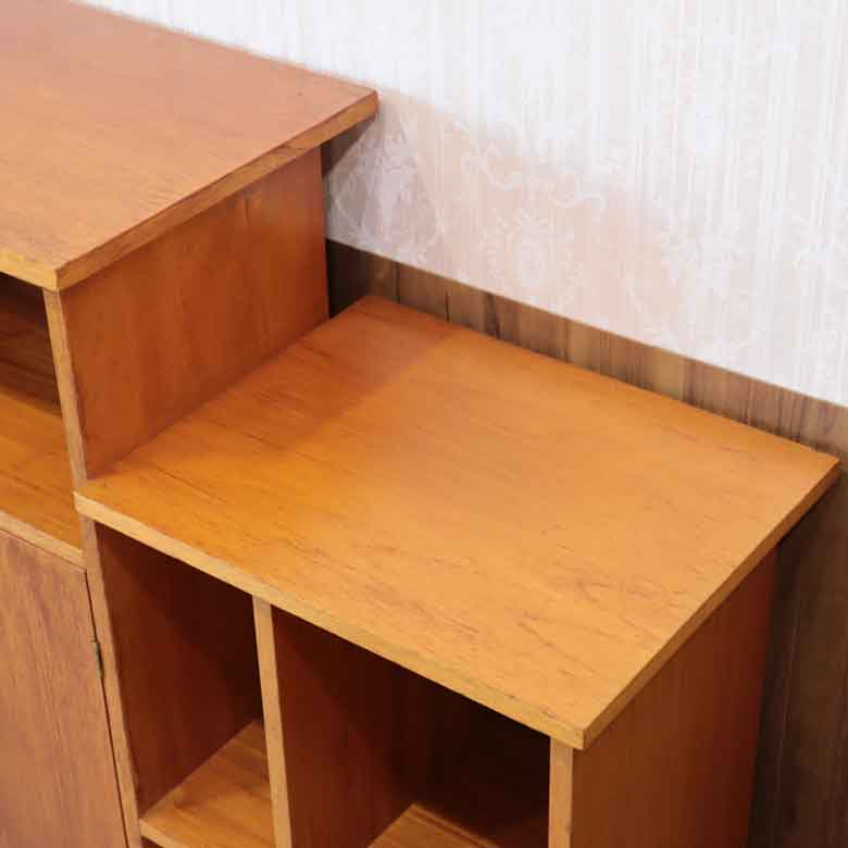 ブックシェルフ サイドキャビネット イギリス ヴィンテージ チーク ミッドセンチュリースタイル