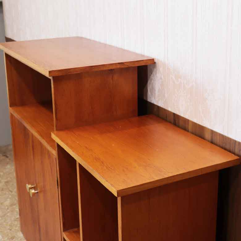 ブックシェルフ サイドキャビネット イギリス ヴィンテージ チーク ミッドセンチュリースタイル