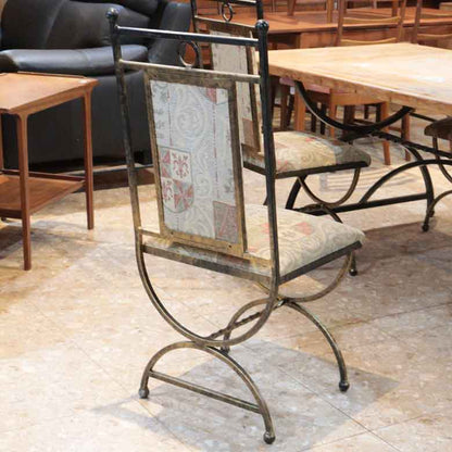 英国ヴィンテージ アイアンフレーム チェア 2脚セット ゴブラン織