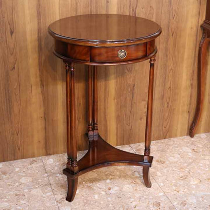 コンソールテーブル 収納付き 円形 マホガニー サイドテーブル 木製