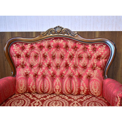 イタリア 二人がけソファ レッド ハイバック サロンソファ 猫脚 完成品