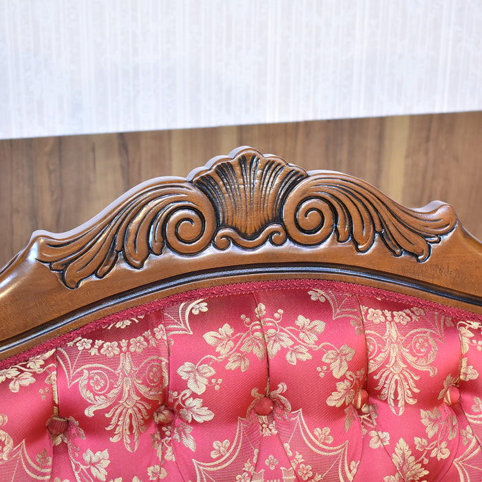 イタリア 二人がけソファ レッド ハイバック サロンソファ 猫脚 完成品