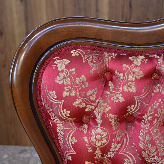 イタリア 二人がけソファ レッド ハイバック サロンソファ 猫脚 完成品