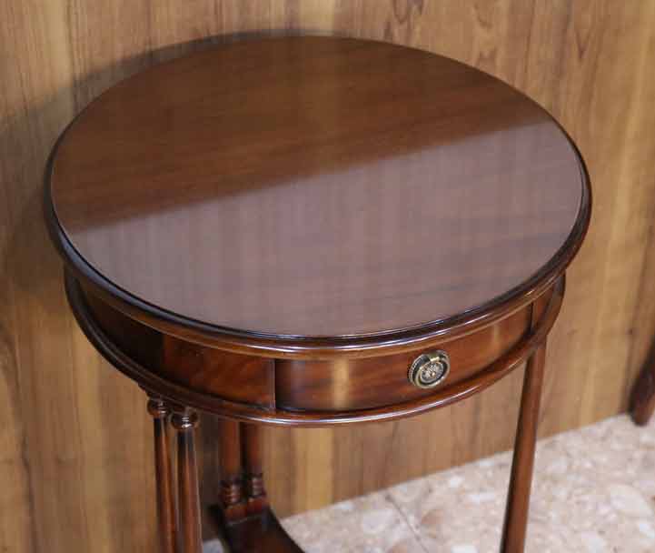 コンソールテーブル 収納付き 円形 マホガニー サイドテーブル 木製