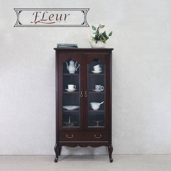 キャビネット ガラスキャビネット 東海家具 フルール DM キャビネット72 マホガニー ダークブラウン 784809
