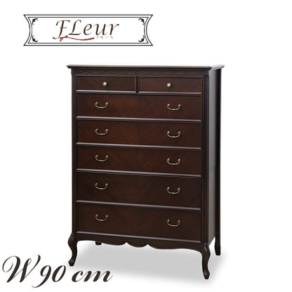 チェスト タンス 衣類収納 幅90cm 東海家具 フルール DM ハイチェスト 90 マホガニー ダークブラウン 783192