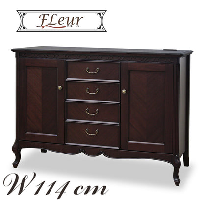 サイドボード チェスト 2口 コンセント付 幅114cm 東海家具 フルール DM SB114 マホガニー ダークブラウン 783857