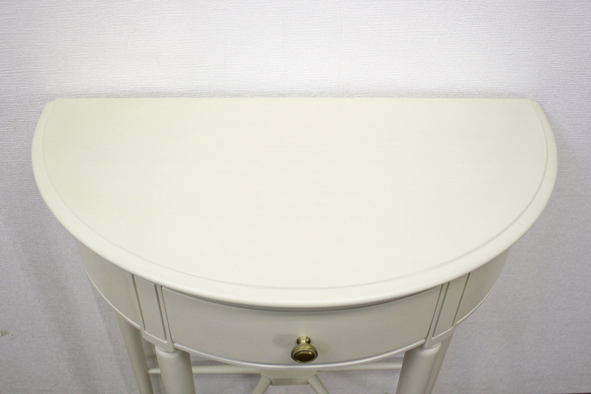 コンソールテーブル 半円 アンティーク ホワイト 木製 クラシック 白家具 姫 プリンセス おしゃれ かわいいフルールWH 東海家具 784335
