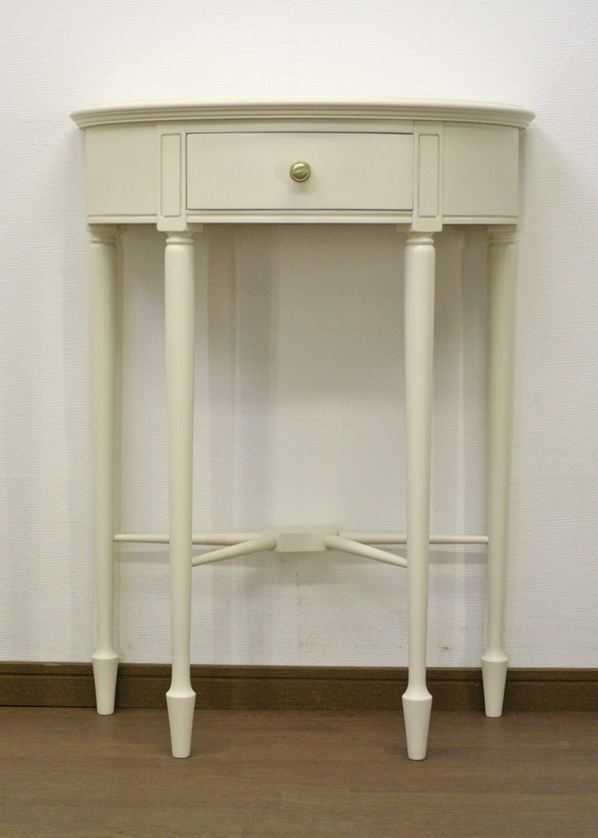 コンソールテーブル 半円 アンティーク ホワイト 木製 クラシック 白家具 姫 プリンセス おしゃれ かわいいフルールWH 東海家具 784335