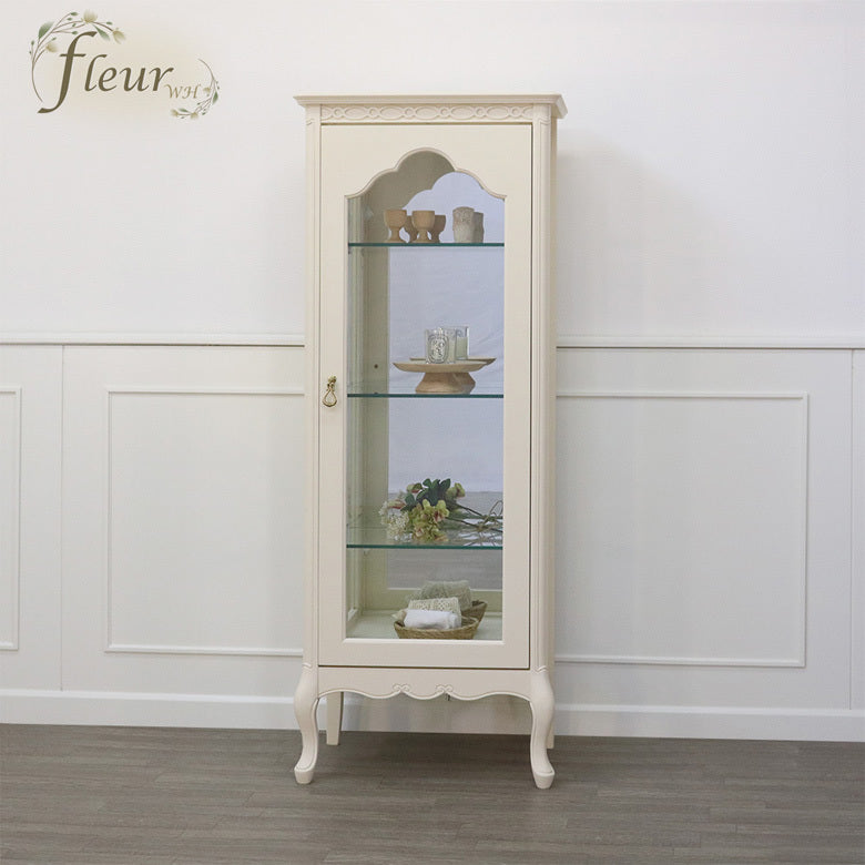 キャビネット ホワイト アンティークホワイト 東海家具 ガラスケース キュリオケース 木製 クラシック 白家具 フルールWH 793467