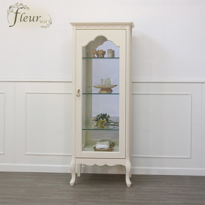 キャビネット ホワイト アンティークホワイト 東海家具 ガラスケース キュリオケース 木製 クラシック 白家具 フルールWH 793467