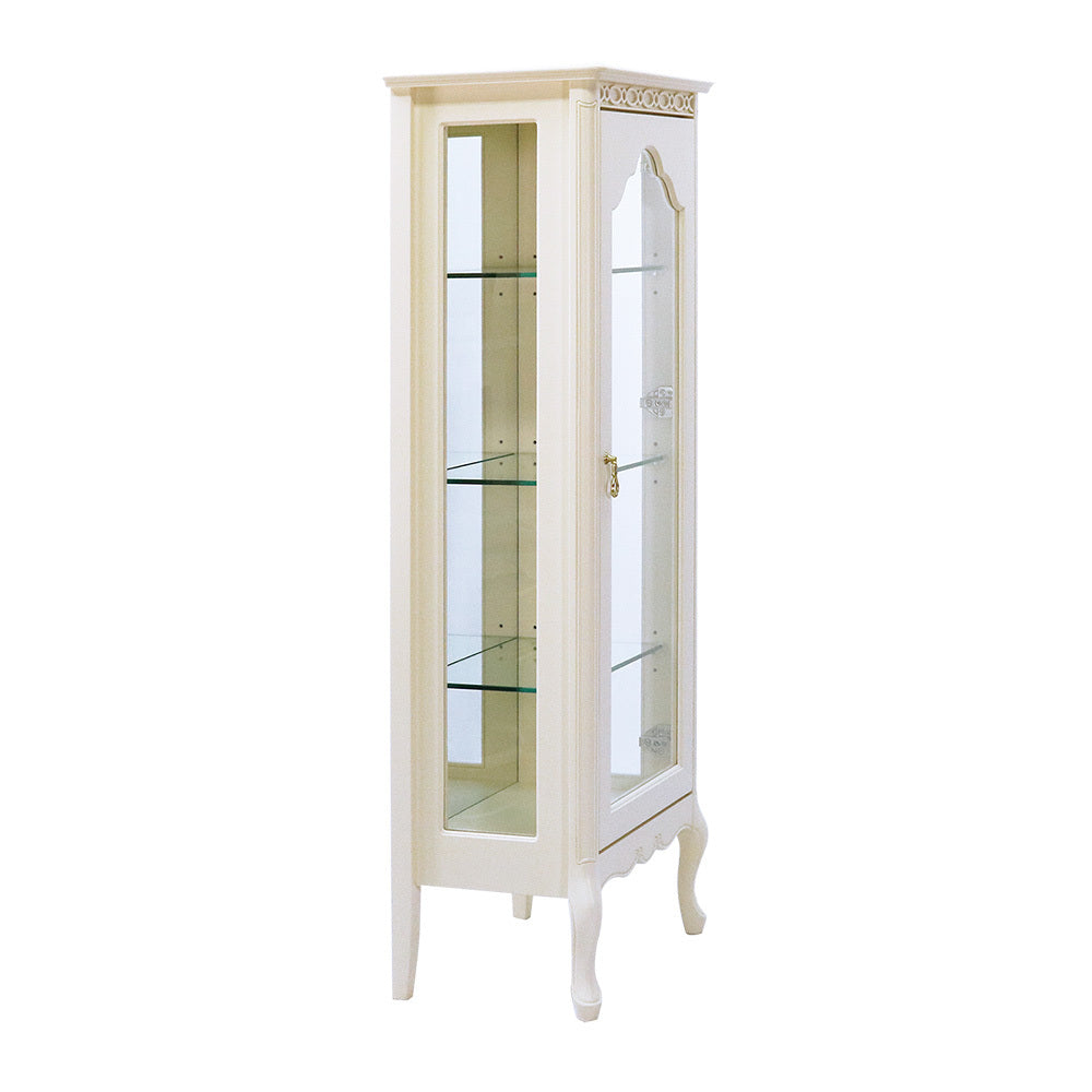 キャビネット ホワイト アンティークホワイト 東海家具 ガラスケース キュリオケース 木製 クラシック 白家具 フルールWH 793467
