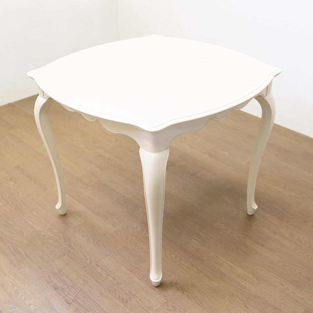 ダイニングテーブル 2人用 白 85cm アンティークホワイト 木製 クラシック 白家具 姫 プリンセス おしゃれ かわいいフルールWH 東海家具 404165