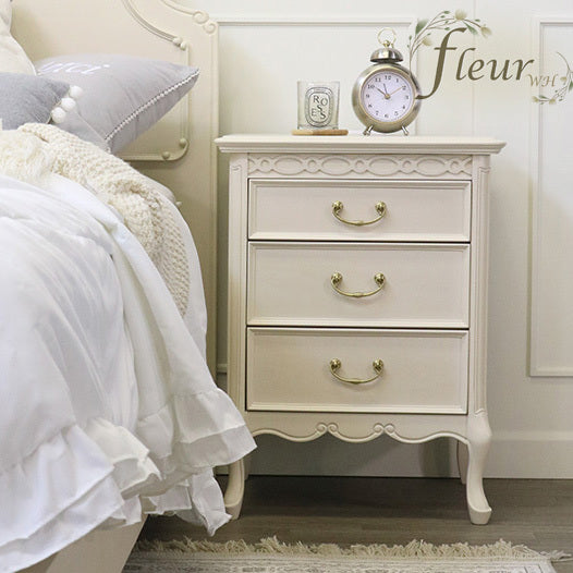 サイドチェスト アンティークホワイト ナイトテーブル サイドテーブル 木製 クラシック 白家具 姫 プリンセス おしゃれ かわいいフルールWH 東海家具 378176