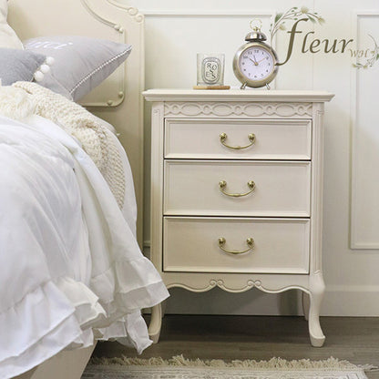 サイドチェスト アンティークホワイト ナイトテーブル サイドテーブル 木製 クラシック 白家具 姫 プリンセス おしゃれ かわいいフルールWH 東海家具 378176