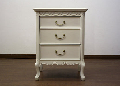 サイドチェスト アンティークホワイト ナイトテーブル サイドテーブル 木製 クラシック 白家具 姫 プリンセス おしゃれ かわいいフルールWH 東海家具 378176