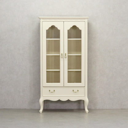 キャビネット ガラスケース 本棚 飾り棚 72cm幅 アンティークホワイト おしゃれ かわいい 東海家具 フルール 784816