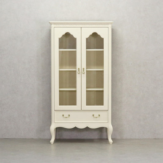 キャビネット ガラスケース 本棚 飾り棚 72cm幅 アンティークホワイト おしゃれ かわいい 東海家具 フルール 784816
