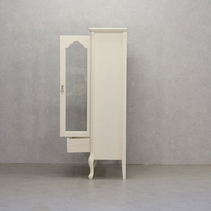 キャビネット ガラスケース 本棚 飾り棚 72cm幅 アンティークホワイト おしゃれ かわいい 東海家具 フルール 784816