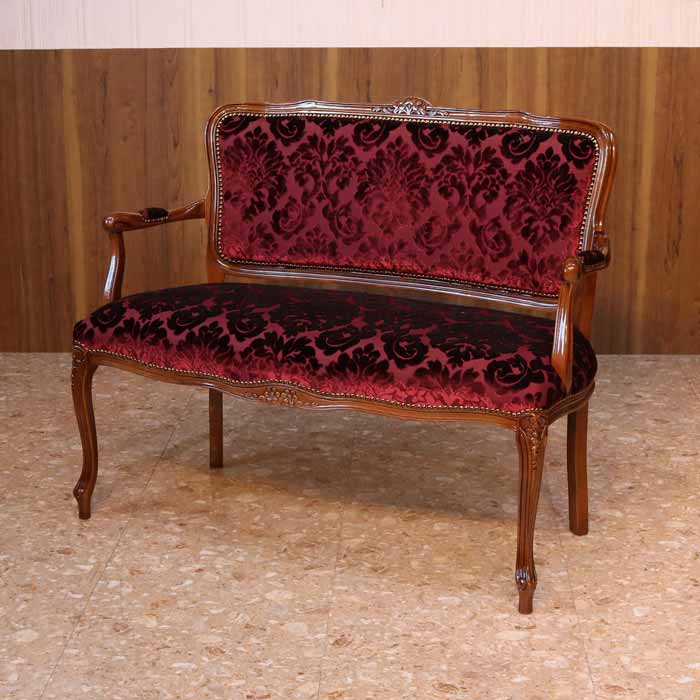 イタリア 二人がけ ソファ 木製 レッド・ルミナ  サロンソファ