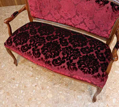 イタリア 二人がけ ソファ 木製 レッド・ルミナ  サロンソファ