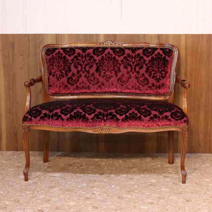 イタリア 二人がけ ソファ 木製 レッド・ルミナ  サロンソファ