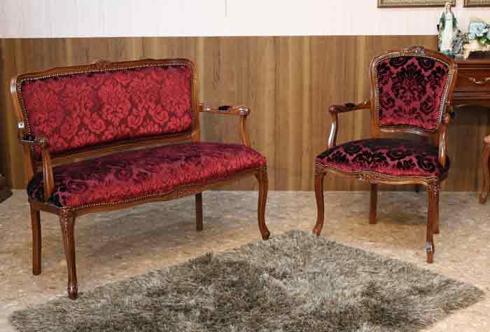 イタリア 二人がけ ソファ 木製 レッド・ルミナ  サロンソファ