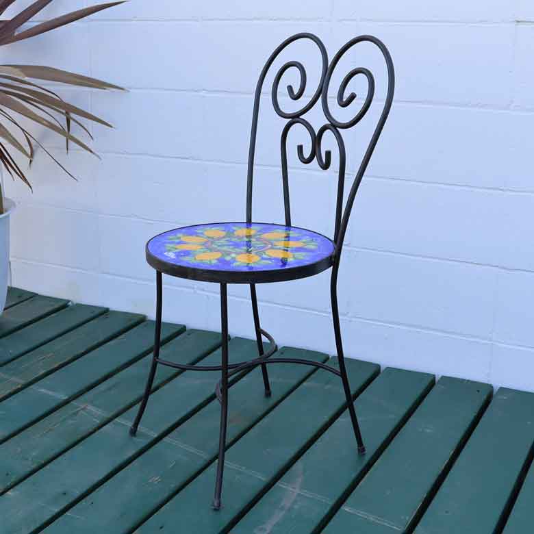 イタリア製 NINO PARRUCCA 39cm ガーデンテーブルセット レモン テーブル1台・チェア2脚  シチリア陶器