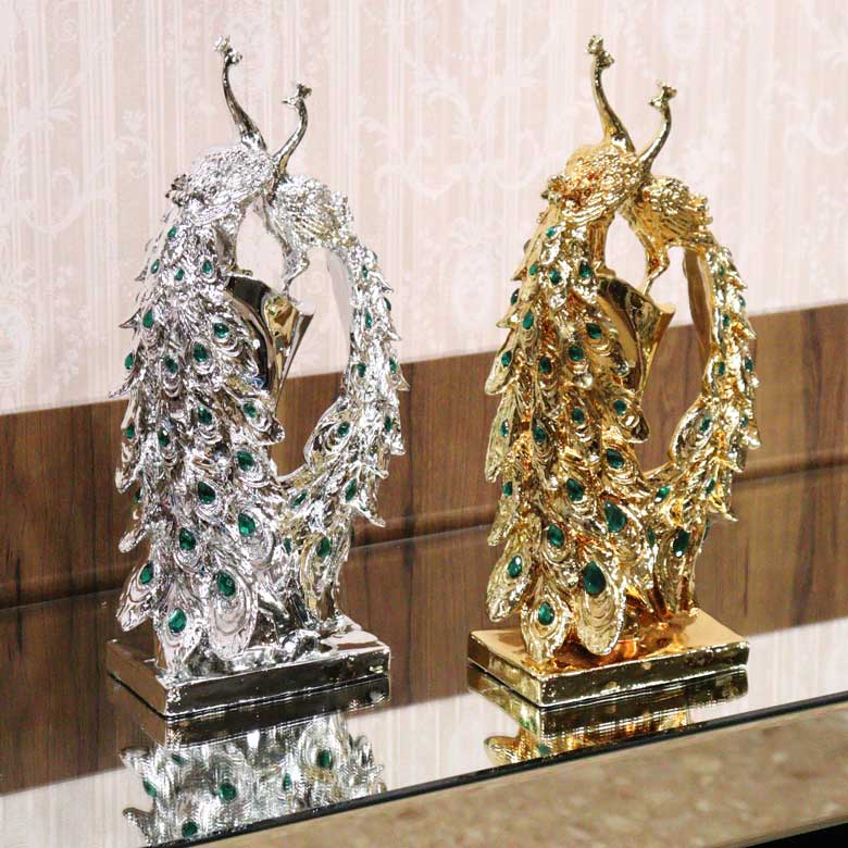 孔雀の置物 オブジェ  風水 縁起物 オーナメント