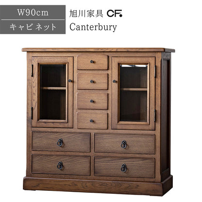 北海道民芸家具 国産家具 チェスト サイドチェスト キャビネット W90 厳選素材 Canterbury カンタベリー 90チェストキャビネット
