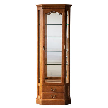 北海道民芸家具 国産家具 キュリオケース ショーケース ガラスキャビネット 引き出し付き 65cm Chelsea チェルシー 日本製