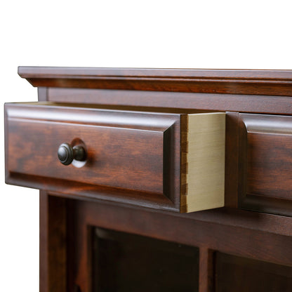 北海道民芸家具 国産家具 W120 cm 茶棚 食器棚 キャビネット ガラス棚 ブラウン 北海 アンティーク