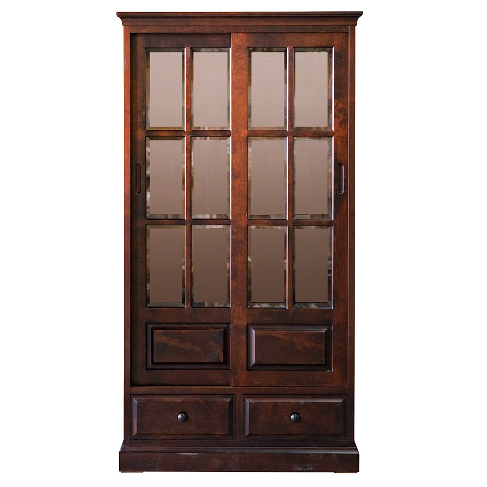 北海道民芸家具 国産家具 W80cm 抽戸 引戸 本棚 書棚 ブックシェルフ ブラウン 北海 アンティーク