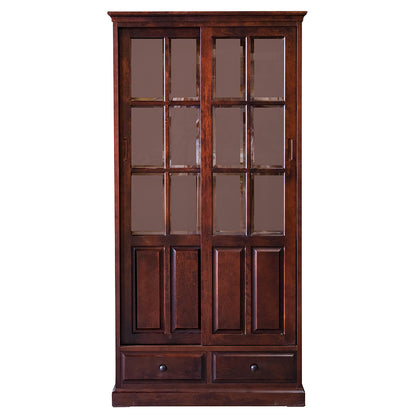 北海道民芸家具 国産家具 W90cm 抽戸 引戸 本棚 書棚 ブックシェルフ ブラウン 北海 アンティーク