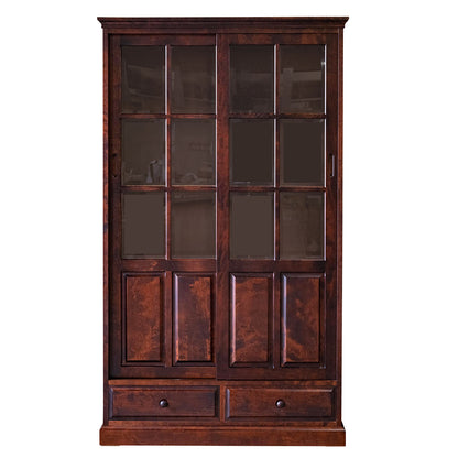 北海道民芸家具 国産家具 W105cm 抽戸 引戸 本棚 書棚 ブックシェルフ ブラウン 北海 アンティーク