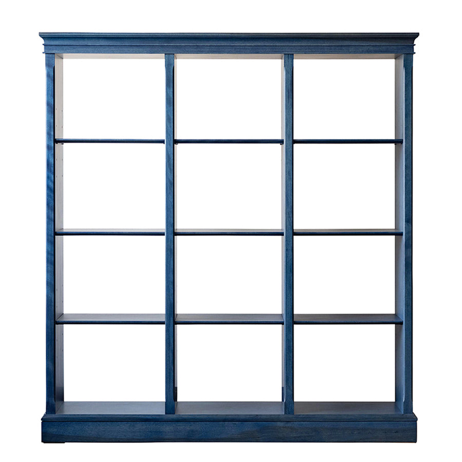 北海道民芸家具 国産家具 135cm パーティションボード オープンラック シェルフ 本棚 飾り棚 ネイビー ブルー 北海