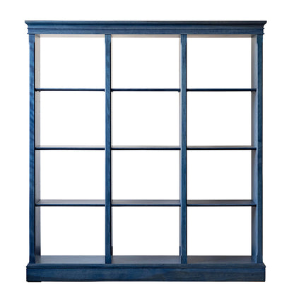 北海道民芸家具 国産家具 135cm パーティションボード オープンラック シェルフ 本棚 飾り棚 ネイビー ブルー 北海