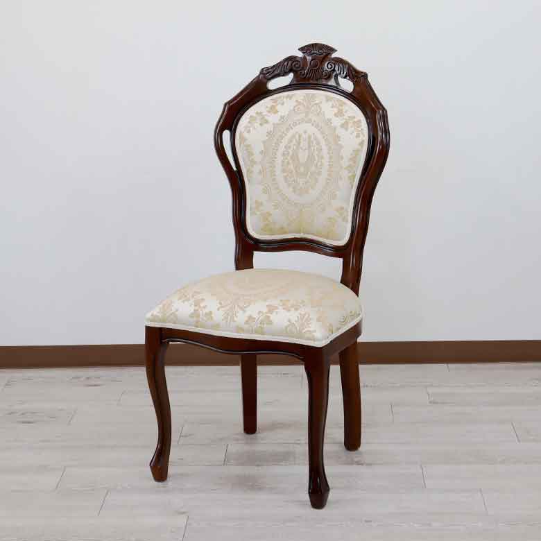 ダイニングチェア イタリア ベージュ 木製 猫脚 TX-BEIGE