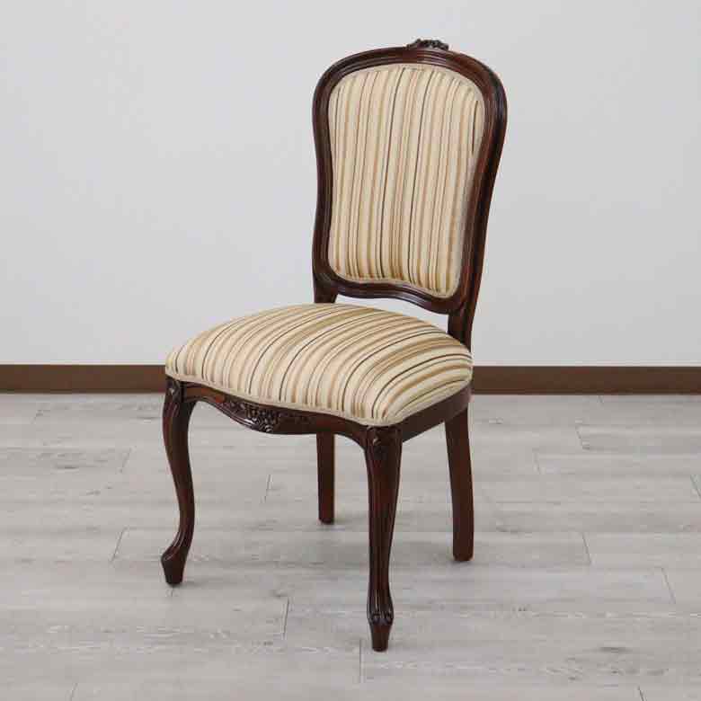 イタリア ダイニングチェア 猫脚 ミックスストライプ