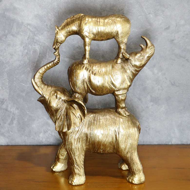 オブジェ 置物 アンティーク オーナメント オブジェ ヴィンテージ 動物 ゾウ サイ ウマ