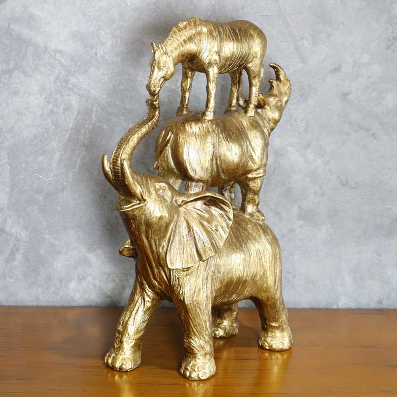 オブジェ 置物 アンティーク オーナメント オブジェ ヴィンテージ 動物 ゾウ サイ ウマ