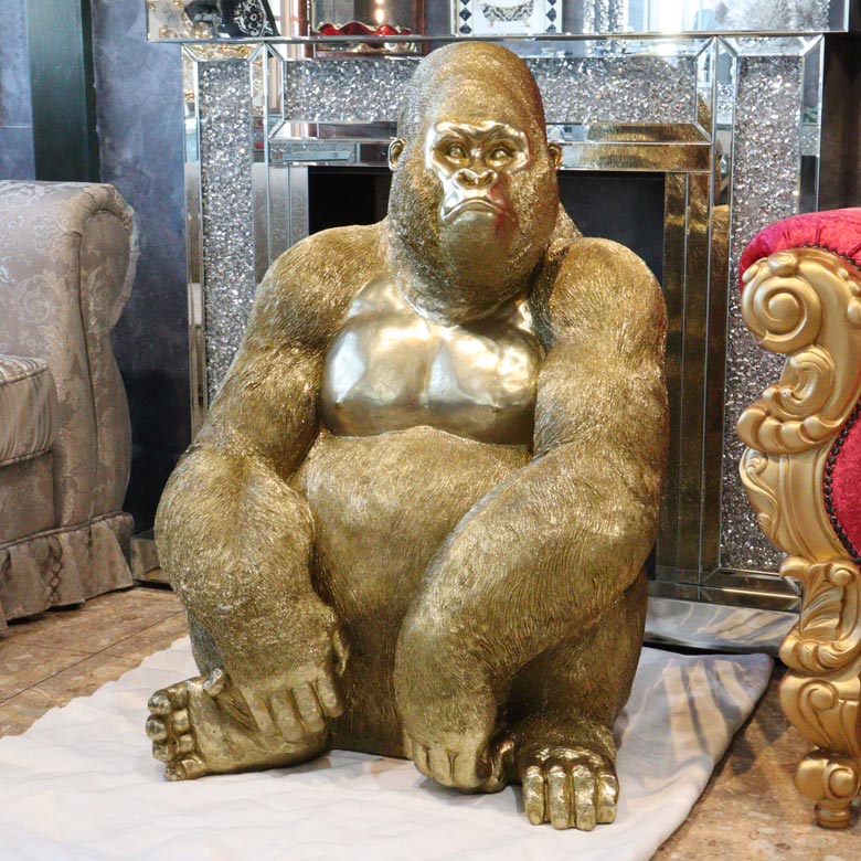 ゴリラ 91cm ゴールド オブジェ 特大 置物 コング オーナメント リアル