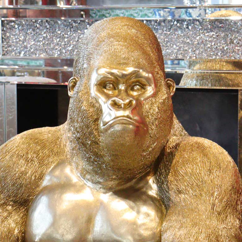ゴリラ 91cm ゴールド オブジェ 特大 置物 コング オーナメント リアル アニマルオブジェ