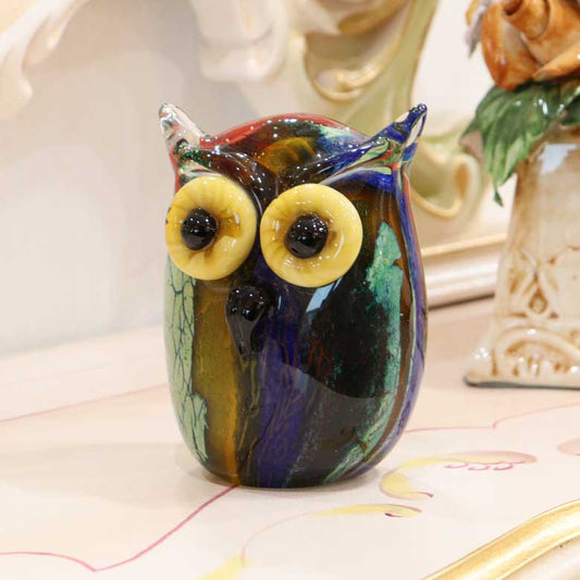ガラスの置物 フクロウM 梟 ミミズク オーナメント ガラス雑貨 オブジェ 硝子彫刻