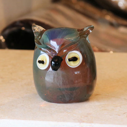 ガラスの置物 フクロウS 梟 ミミズク オーナメント ガラス雑貨 オブジェ 硝子彫刻