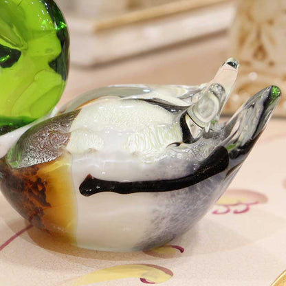 ガラスの置物 カモ 鴨 オーナメント ガラス雑貨 オブジェ 硝子彫刻